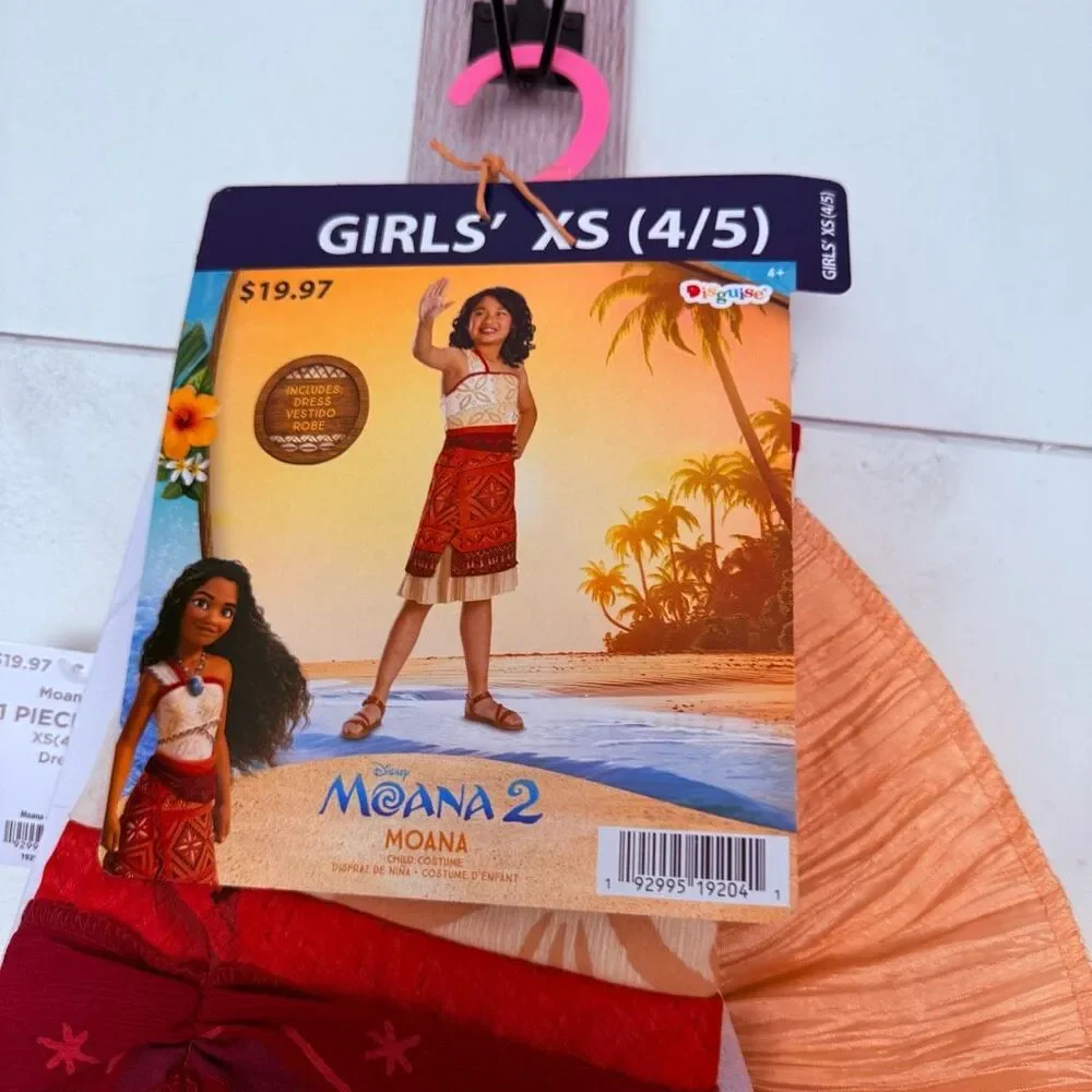 Disney Girls XS Moana Costume Halloween Dress Up New